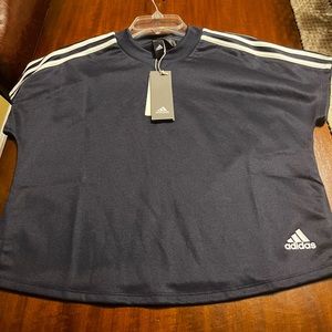 (NWT) Navy Cropped Adidas Athletic Shirt